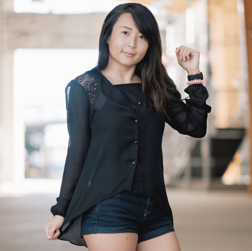 Mesh & Lace Shoulder Button Up with sling back
